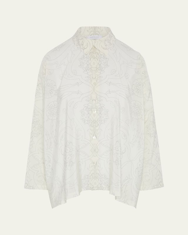 Wide A-Line Scrunch-Neck Shirt (Mid Plus Length)